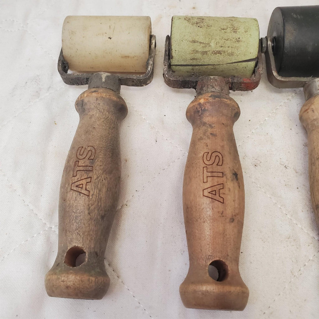 Lot of 5 Assorted Wooden Handle Seam Brayers Rollers LOT-848