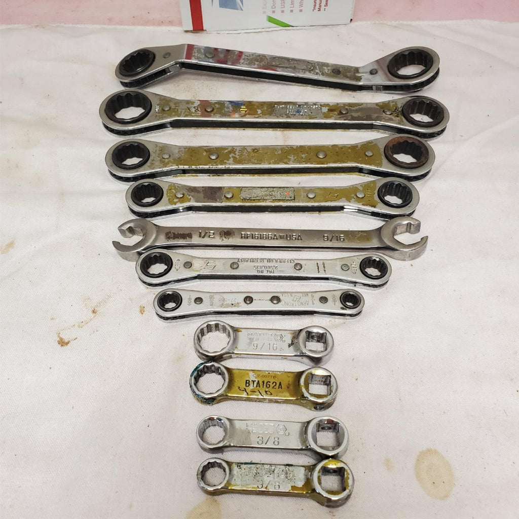 Lot of 11 Assorted Ratcheting Box End Wrench Set LOT-916