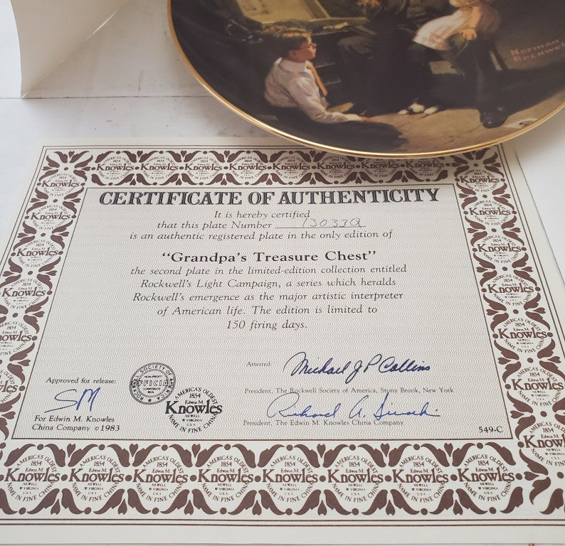 Noman Rockwell Grandpas Treasure Chest Plate Knowles Fine China