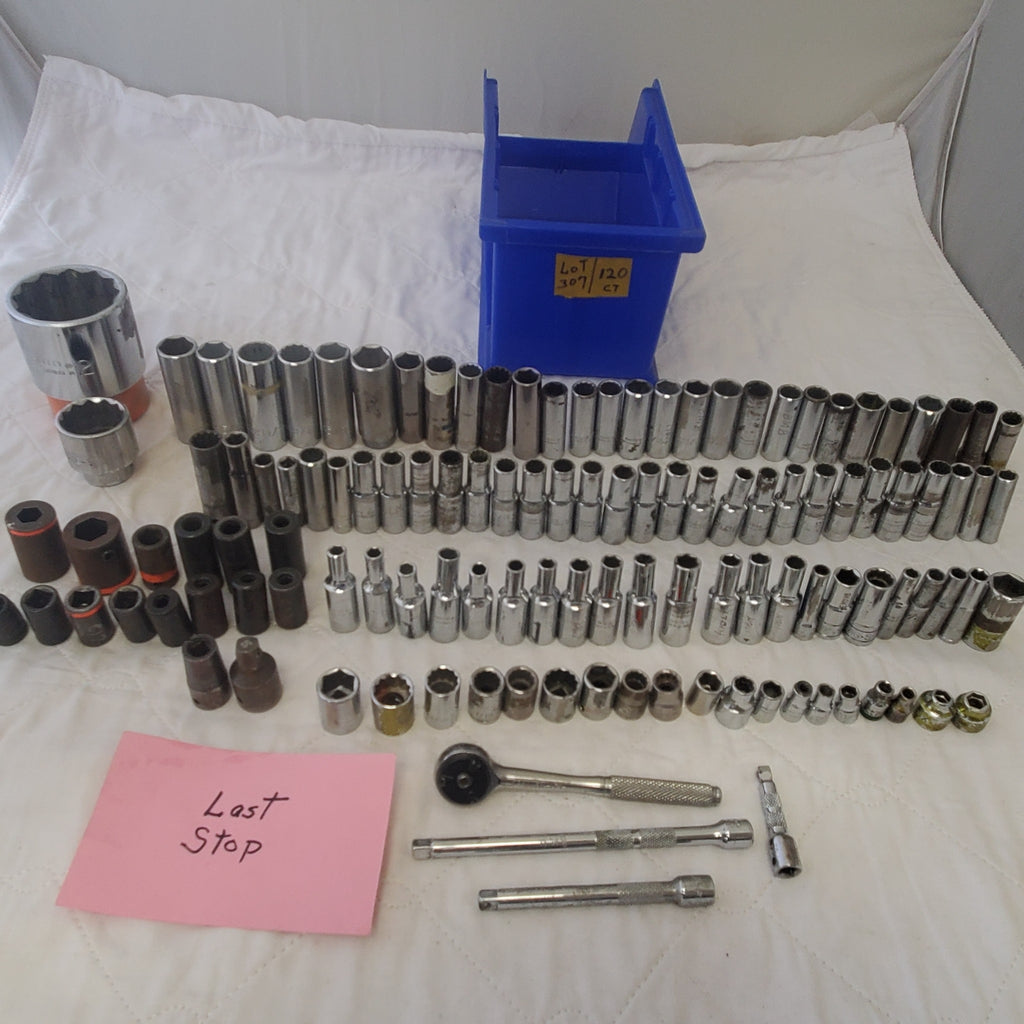Lot of 120 pc Assorted Sockets/ Chrome / Ratchet Impact Sockets LOT 307
