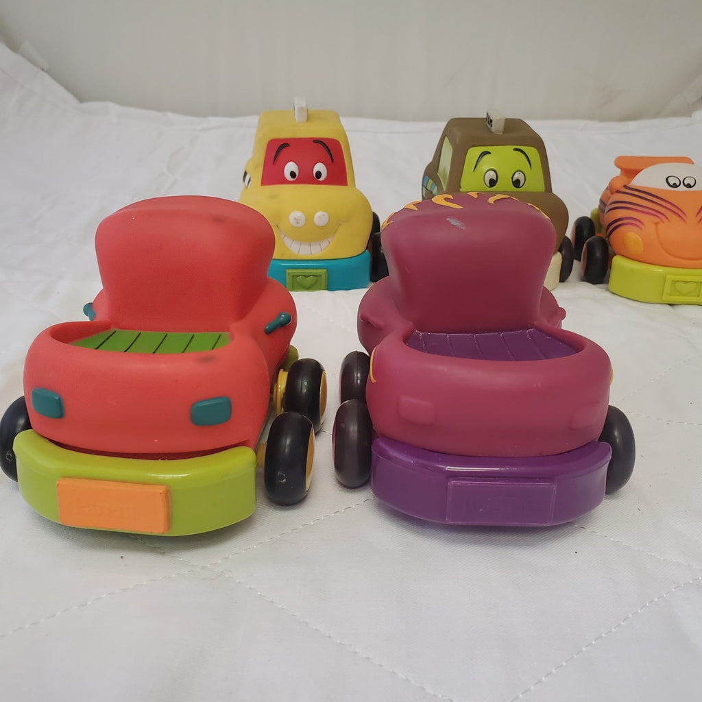 Lot of Assorted My B Toys Baby Toddler Plastic Toys Car, Taxi, And Truck