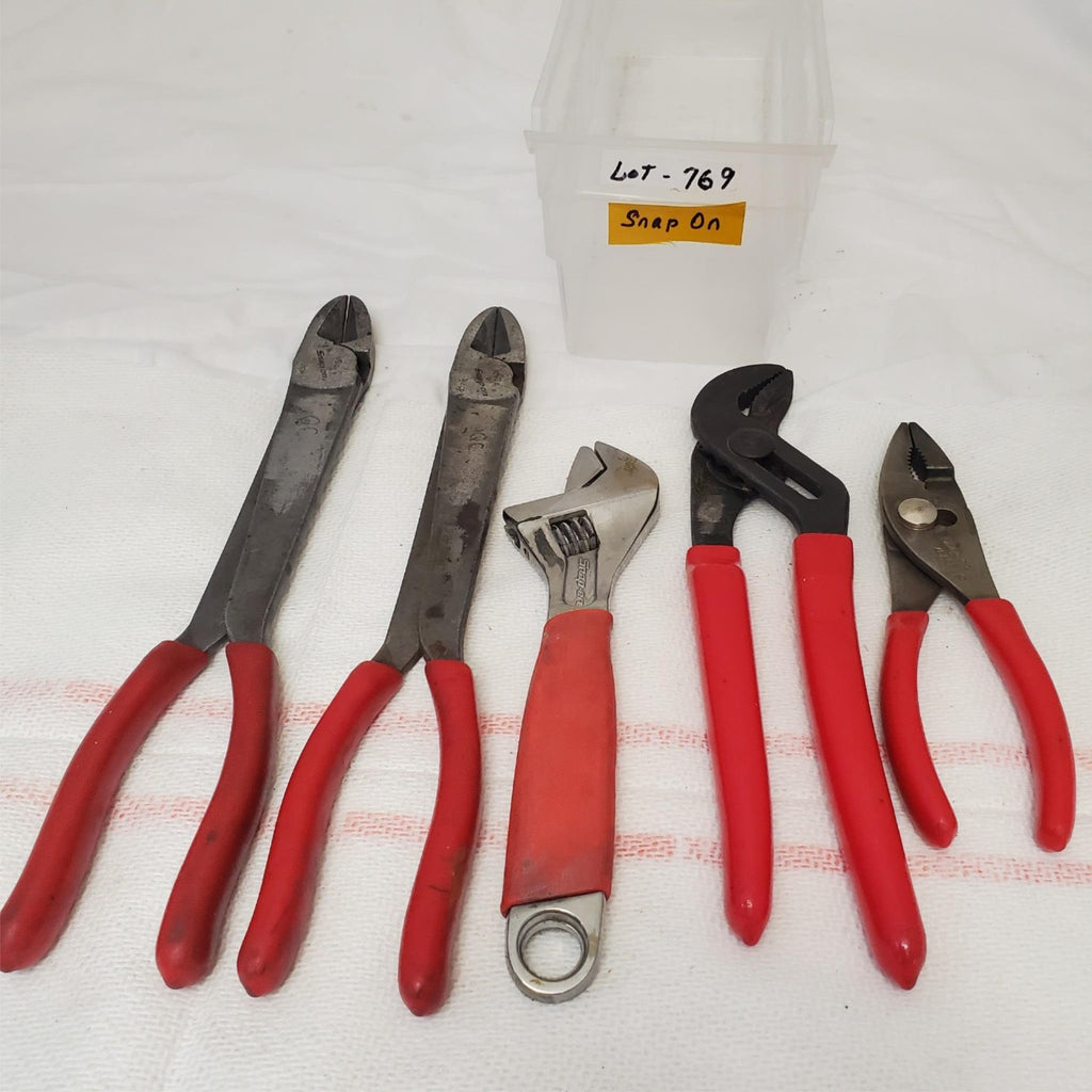 Lot of 5 Snap on Diagonal Cutters,  Adjustable Wrench PLIERS Lot-769