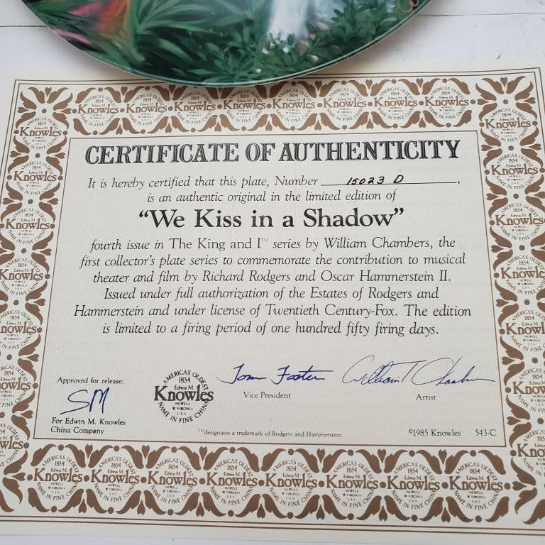 Knowles Collectors Plate We Kiss in a Shadow, Getting to Know You Shall We Dance