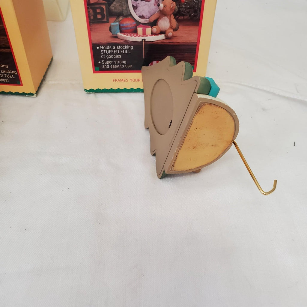 Lot of 2 Hallmark Christmas Stocking Hanger Photo Holder