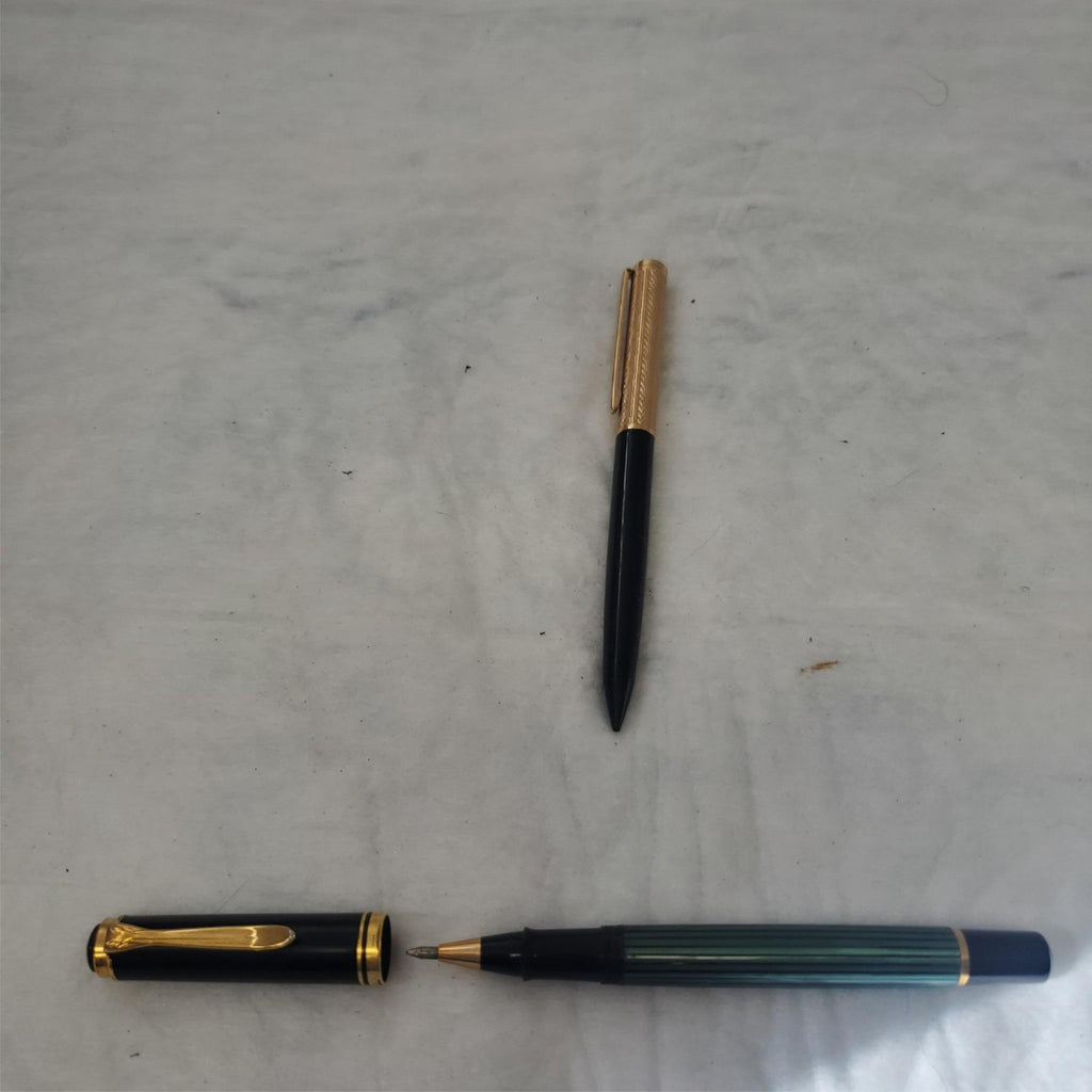 Lot of 2 Pelikan Green Stripe Pen & Vintage Ballpoint Pen