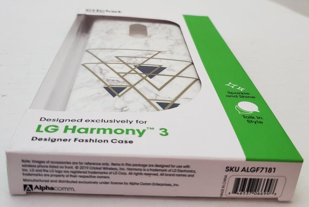 Cricket Wireless LG Harmony 3 Rugged Protective Case Designer Fashion - White