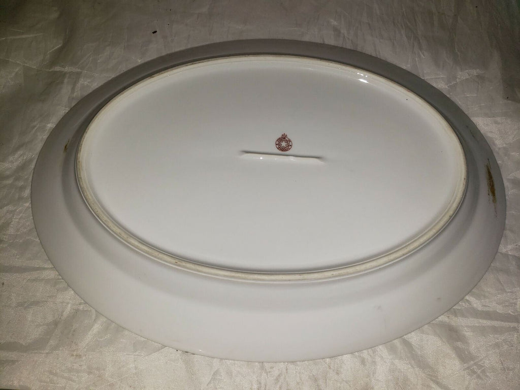 Vintage Hand Painted In Japan Ceramic Oval Serving Plate Or Platter Flowers