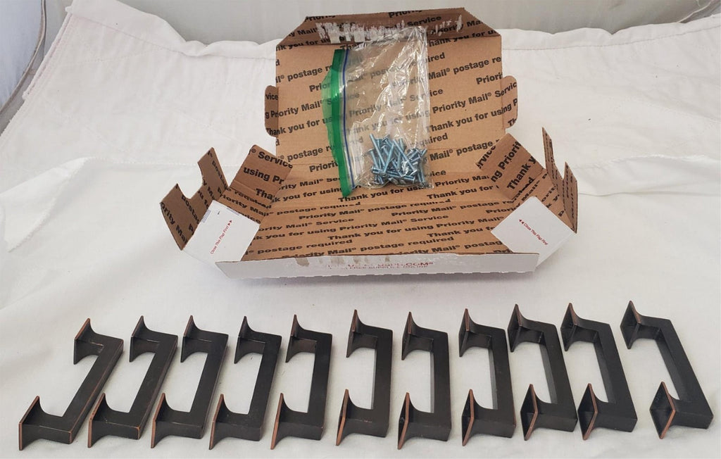 Lot of 11 Square Solid Metal Copper Black 4" Long Drawer Pulls Handles