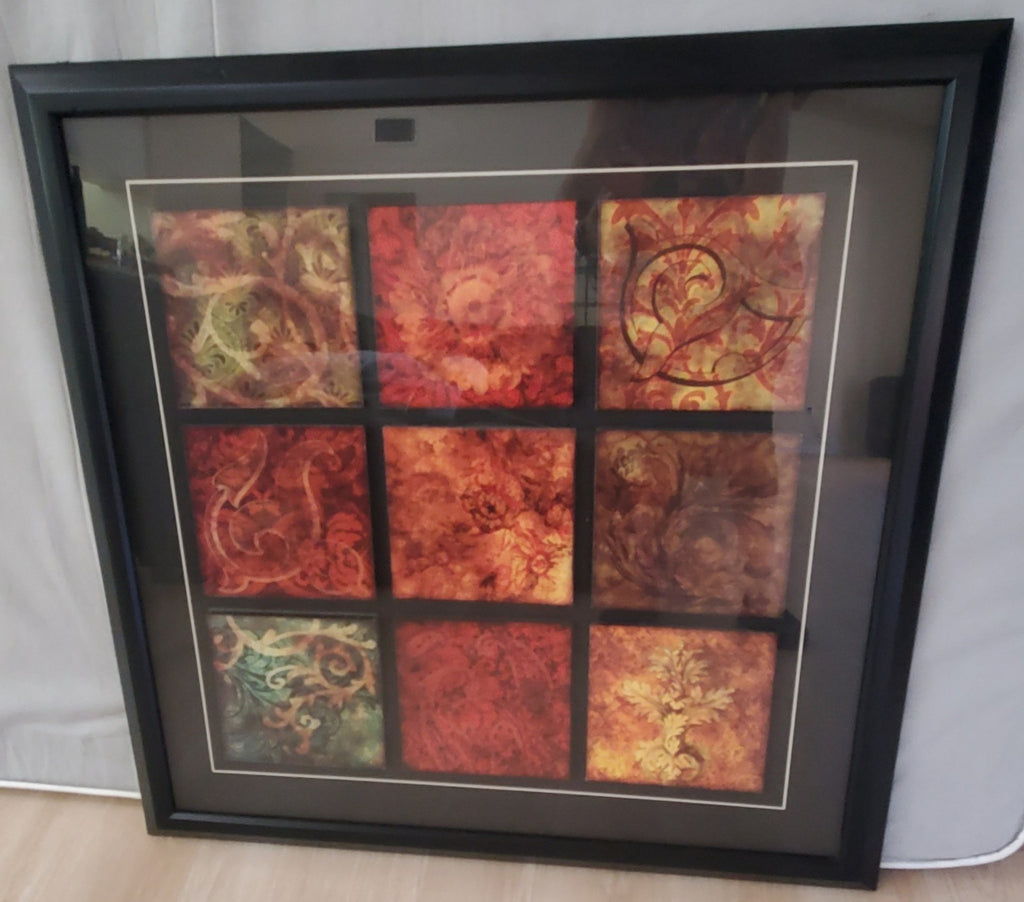 Arabesque Patchwork II Framed Glass Artowrk Wall Art 36 x 36 in