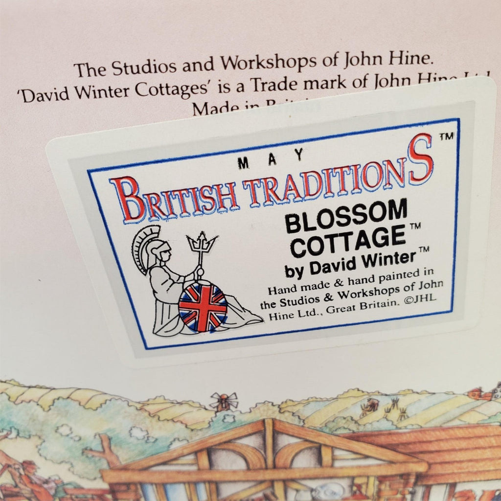David Winter Cottages May British Traditions Blossom Cottage with Book