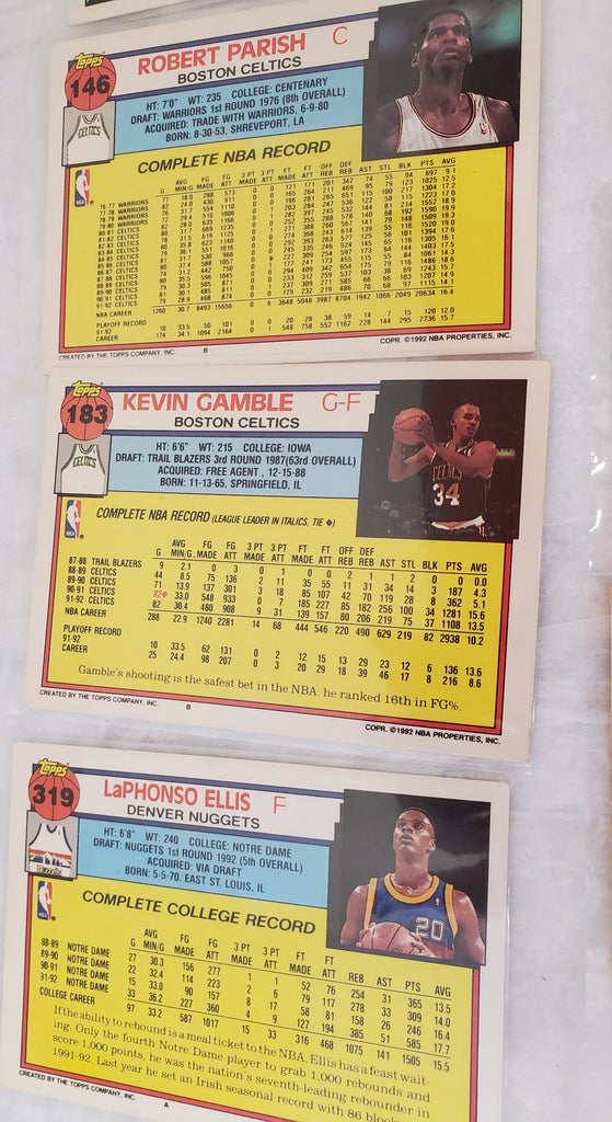 Kevin Gamble, Robert Parish Celtics Clyde Drexler, and more Basketball Cards
