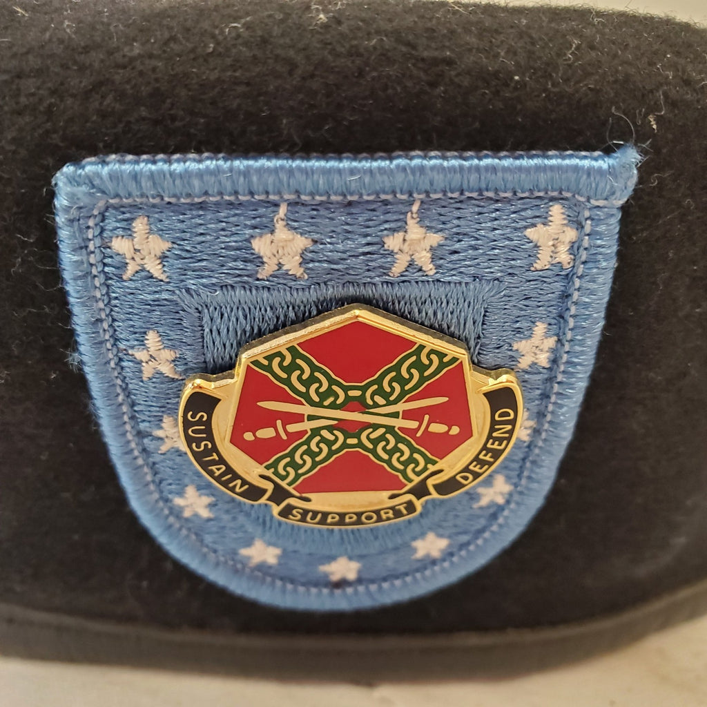 DSCP Garrison Collection Black Wool Beret Hat Cap w/ Serve the Warrior Pin