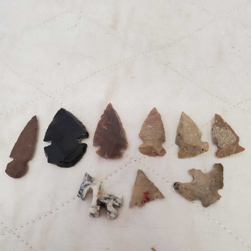 Lot of Arrowhead Carved Animal Pottery Stone Pieces