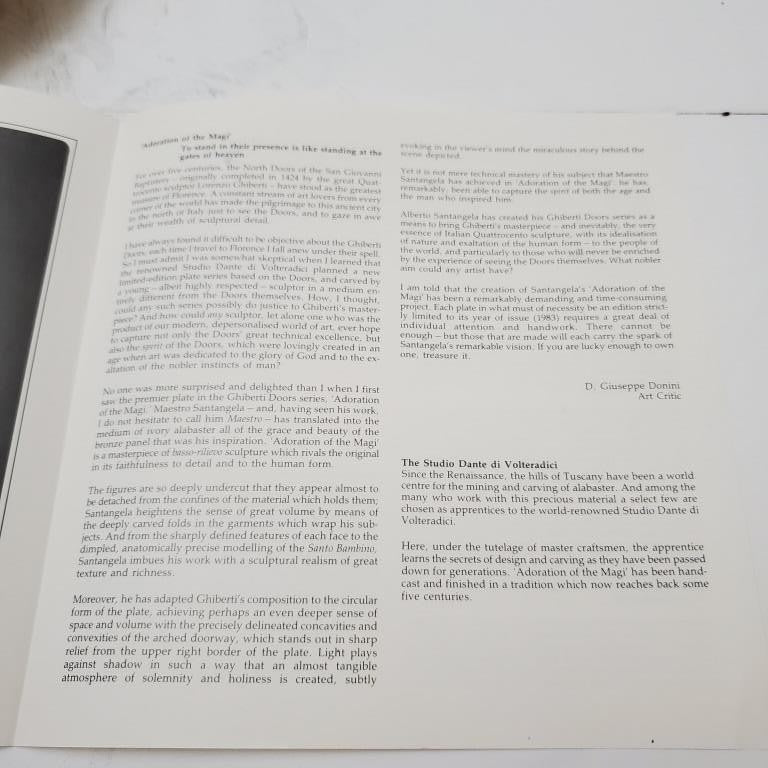 Studio Dante Di Volteradici Adorazione Dei Magi and La Nativita Plate