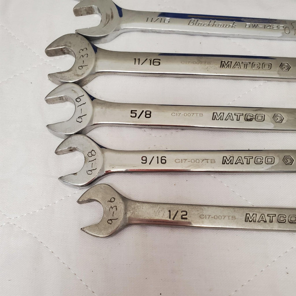 Lot of 6 Assorted Matco & Blackhawk Combination Wrench Set Lot-47