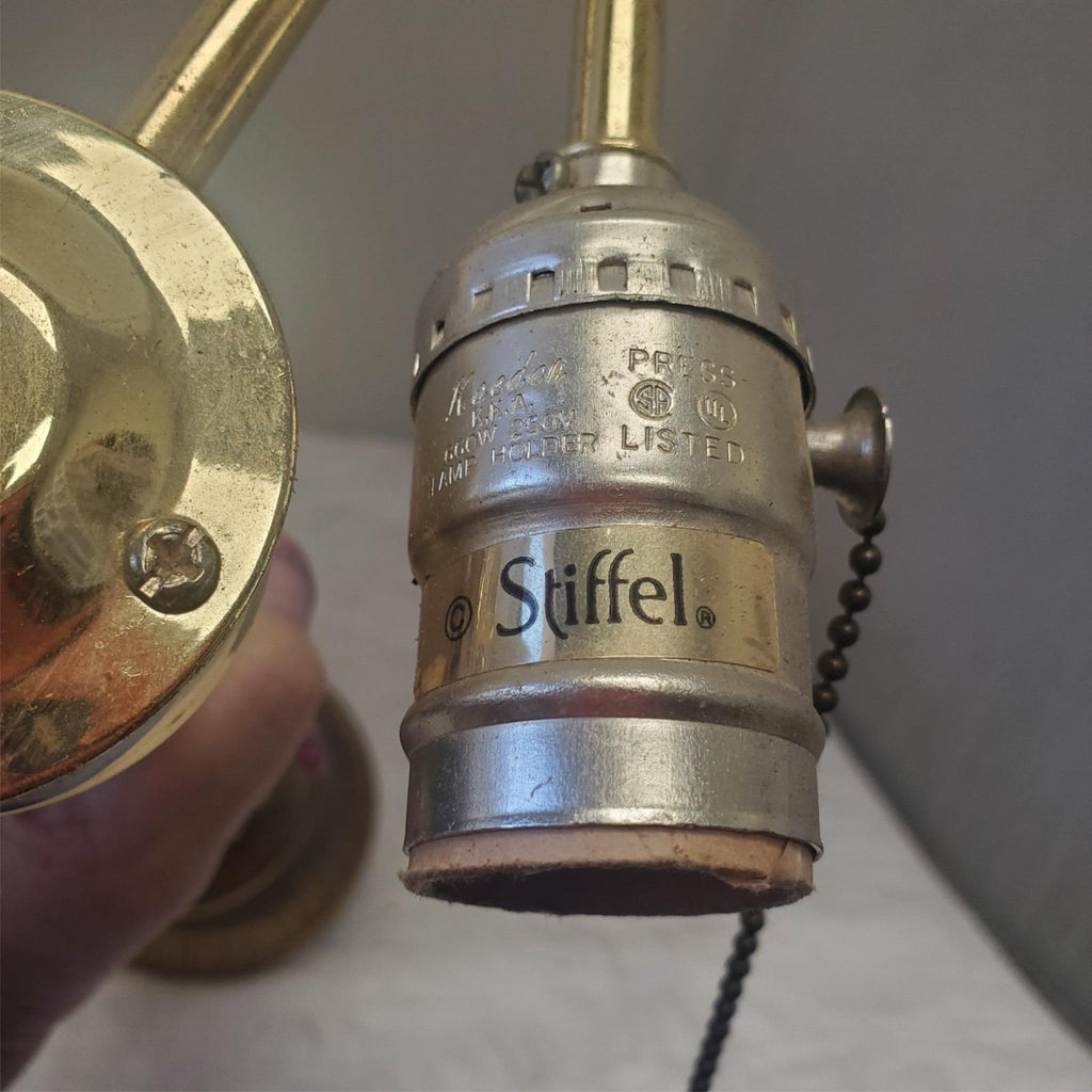 Vintage Brass Double Socket Stiffel Portable Table Lamp D