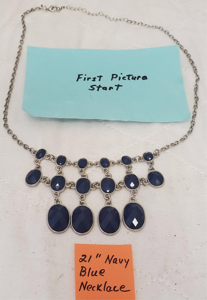 21" Navy Blue Stone Bib Necklace