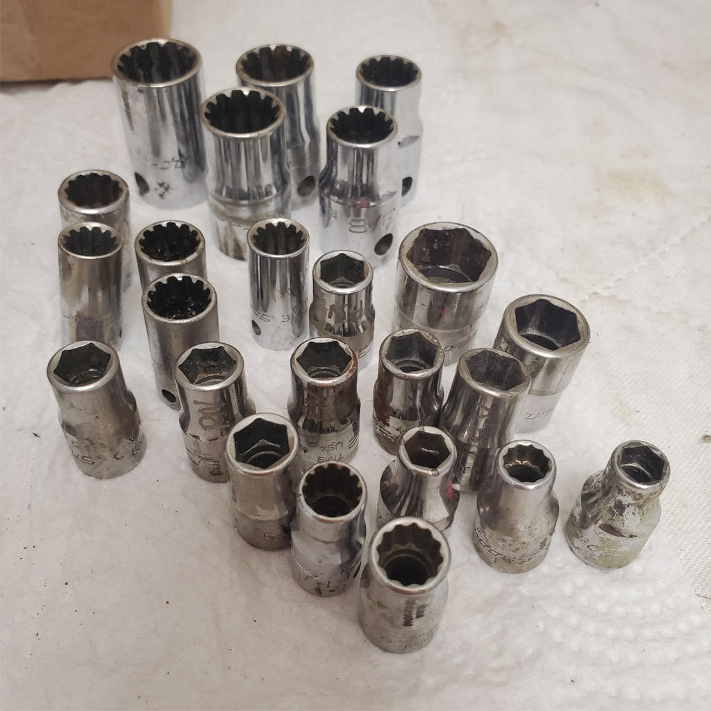 Lot of Assorted Snap On 12 Point 1/4 Drive Swivel Socket Set LOT-729