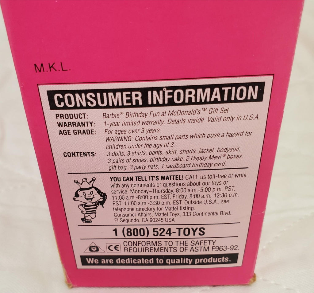 1993 Barbie Birthday Fun at McDonald’s Playset Rare Walmart Exclusive Mattel