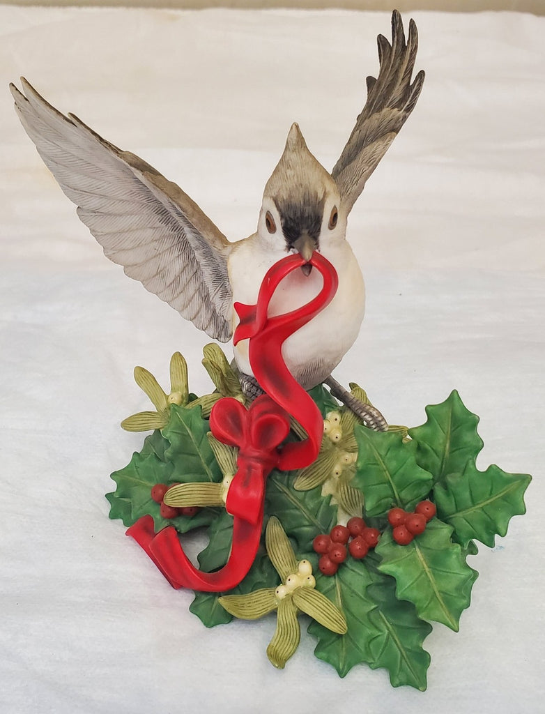 Lenox 1999 Christmas Tufted Titmouse Porcelain Bird Figurine Holiday Decor