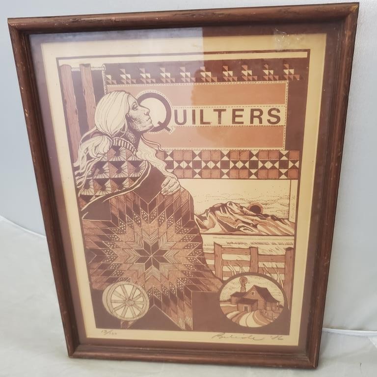 Vintage 1986 Quilters Framed Art Print