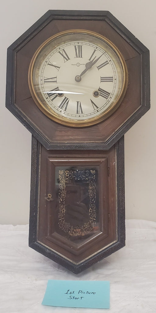 Vintage 1920s Seikosha Octagon Drop Regulator Wall Clock Japan Schoolhouse Style