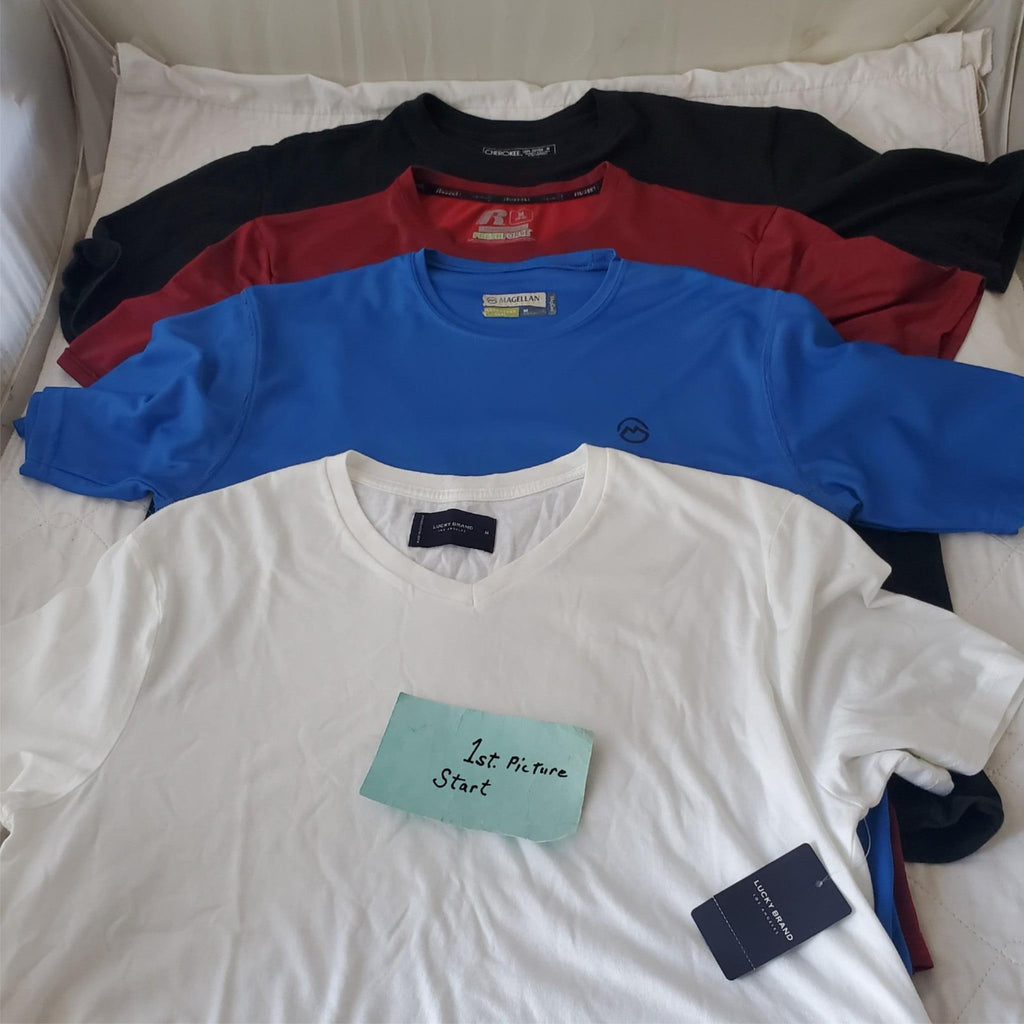 Lot of 4 Assorted Size M 38-40 Russell & Other Brand Dry Fit Short Sleeve Shirt 