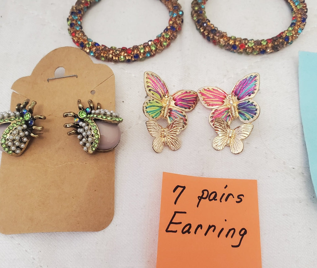 Lot of 7 Vintage Retro Dangle Stud Earrings
