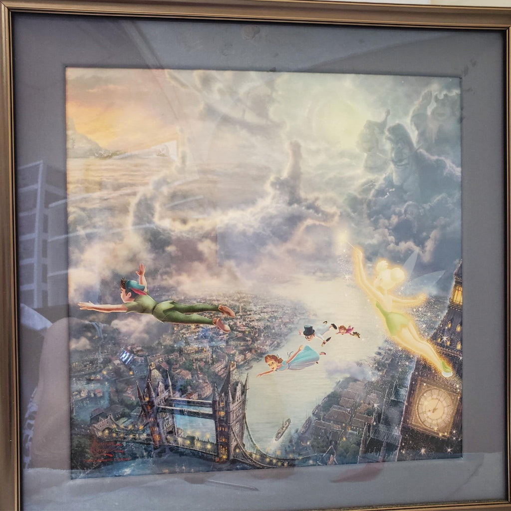 Thomas Kinkade Tinker Bell & Peter Pan 14 x 14 Classic Edition Canvas Disney Art