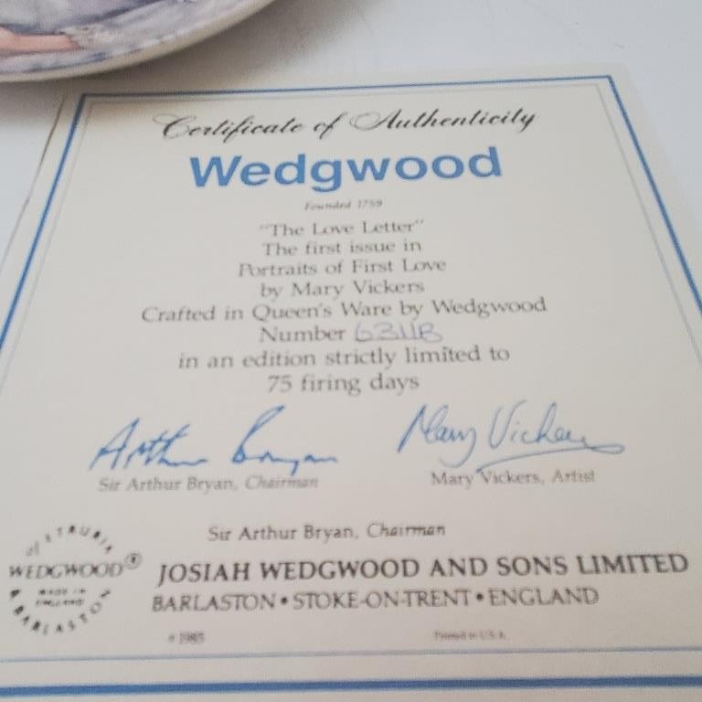Vintage Wedgwood The Love Letter 1985 Plate Portraits of First Love Mary Vickers