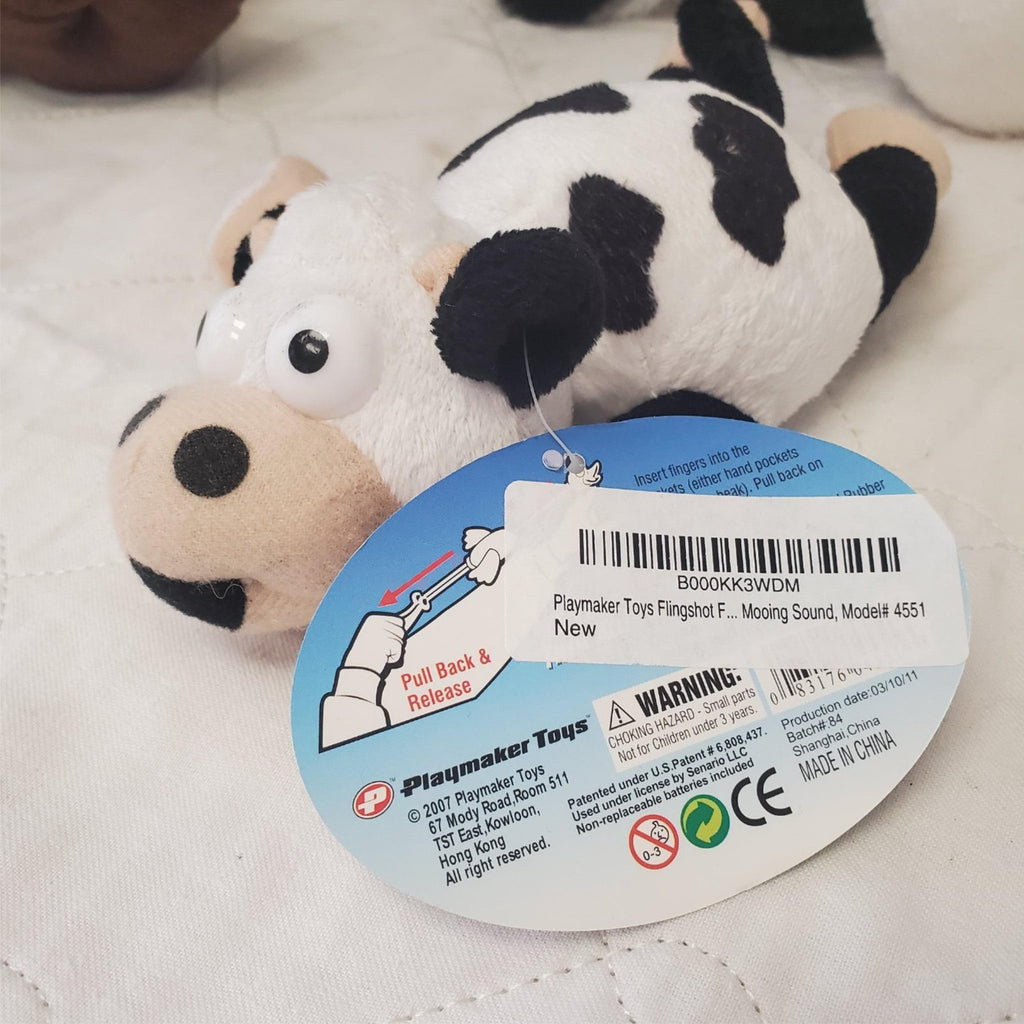 Playmaker Flingshot Flying Screaming COW'S Plush Farmyard Flyer Toy Set