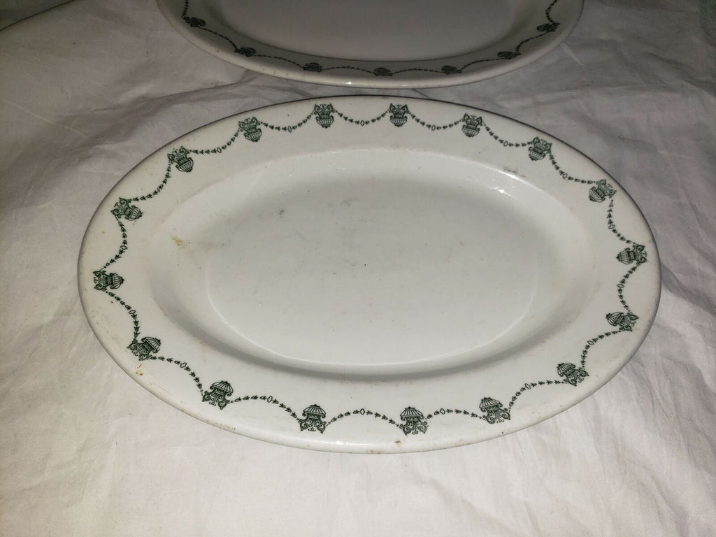 RARE Antique 1915 Mayer China Gem Pattern Plates 2 Piece Serving Platter Set