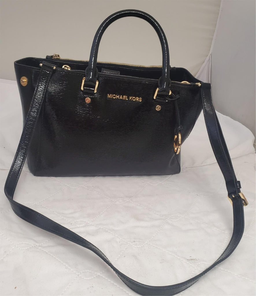 Michael Kors Sutton Satchel Black Leather Handbag