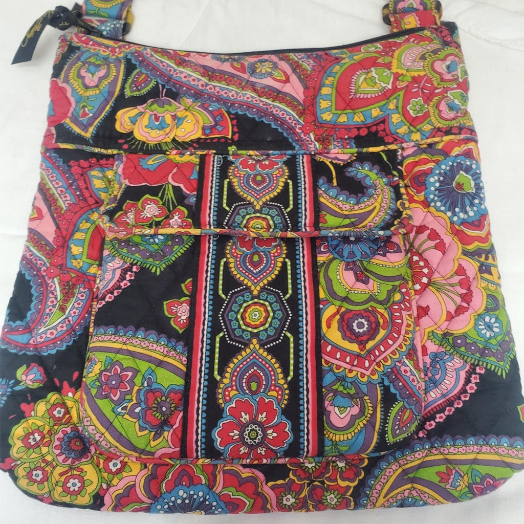 Vera Bradley 10"x10" Black Pink Quilted Filigree Purse Tote Shoulder Handbag