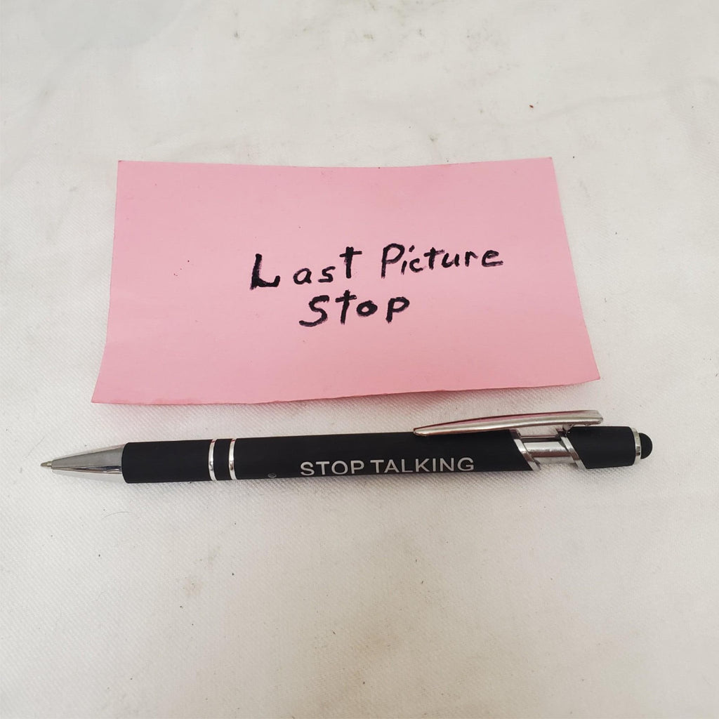 Black Misprint Metal Retractable Soft Touch Stylus Pen with Stop Talking Print