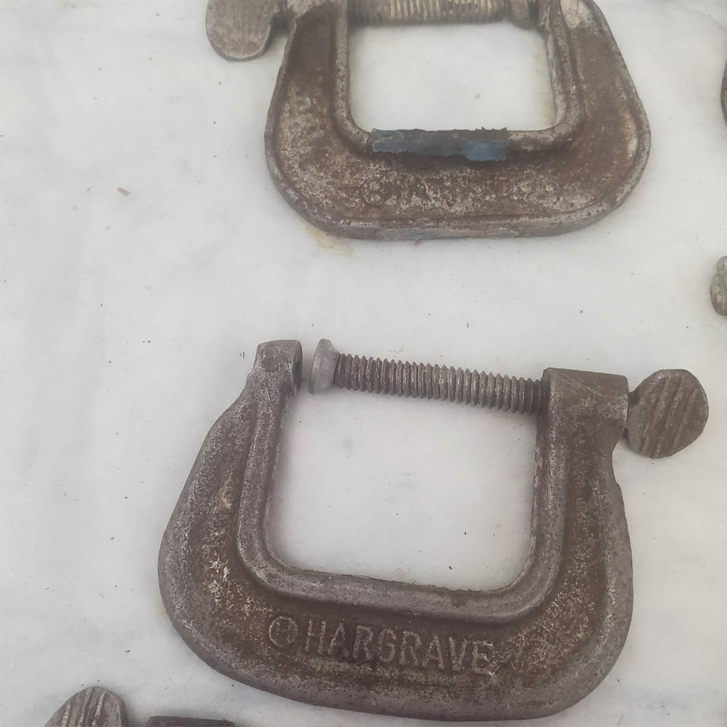 Lot of 6 Hargrave 1 1/4 Heavy Duty Metal C-Clamps Hand Tools LOT-698