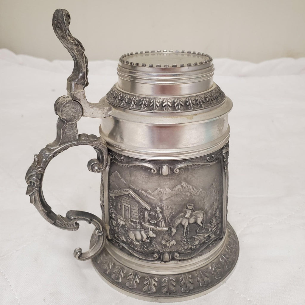 Vintage SKS PEWTER 95% Zinc Lidded Mini Beer Stein