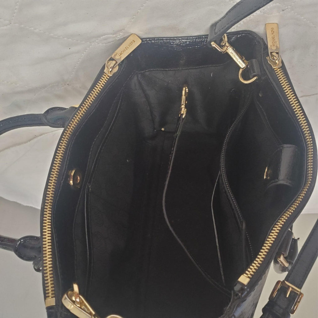 Michael Kors Sutton Satchel Black Leather Handbag