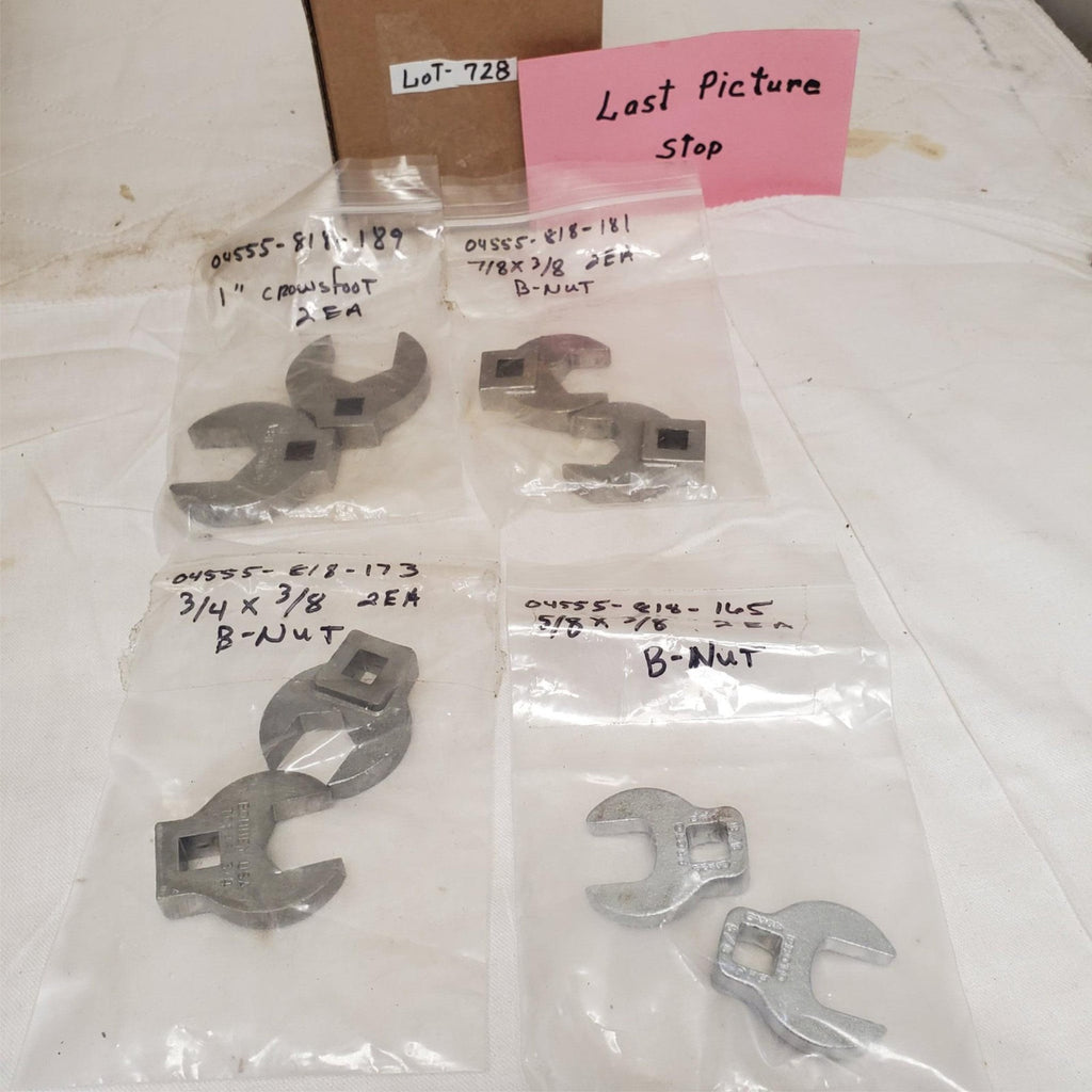 Lot of 8 Crowfoot Open End Wrench LOT-728