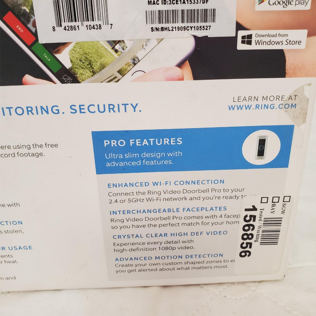 Ring 2549AG660L-B01FX Smart Wifi Cam Video Doorbell Pro