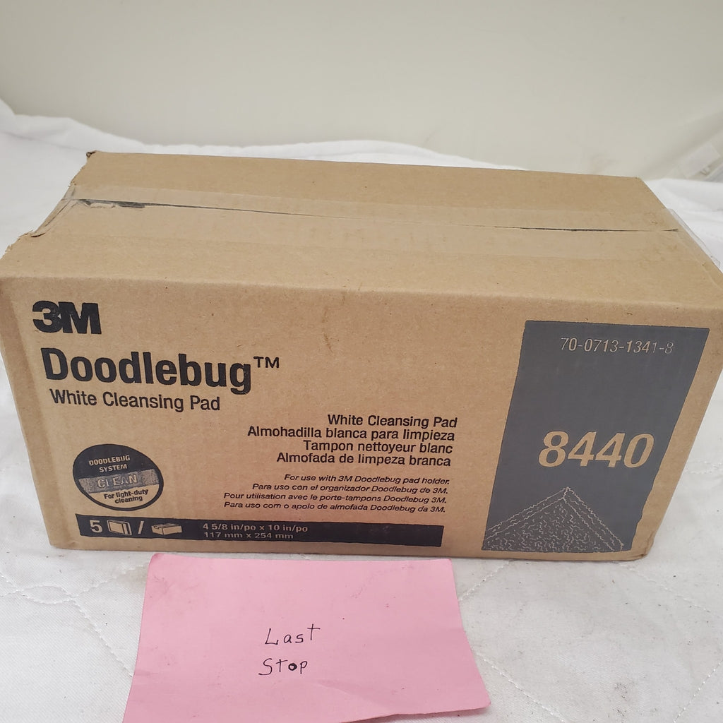 3M Doodlebug 8440 White Cleansing Pad (5pk) light-duty cleaning 10”x 5” X 1”