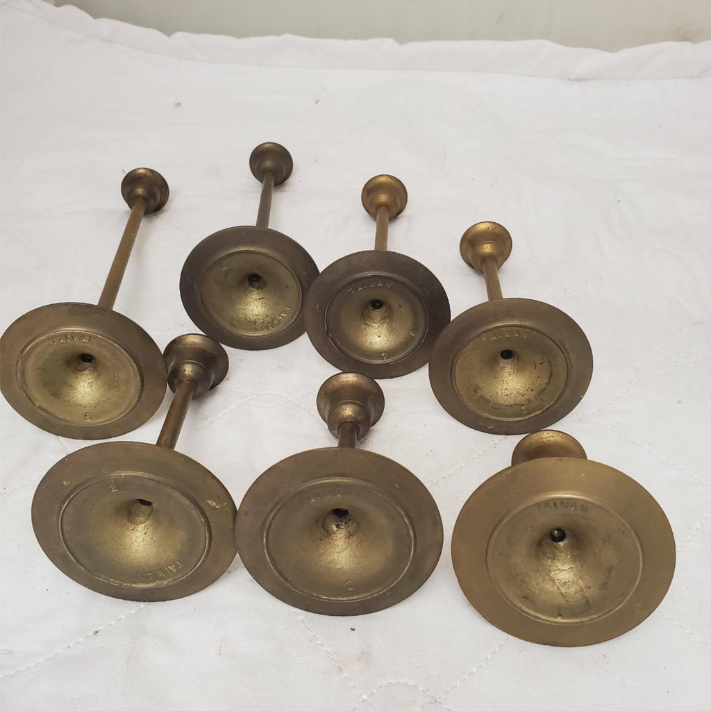 Set of 7 Vintage Brass Taper Candlestick Holders