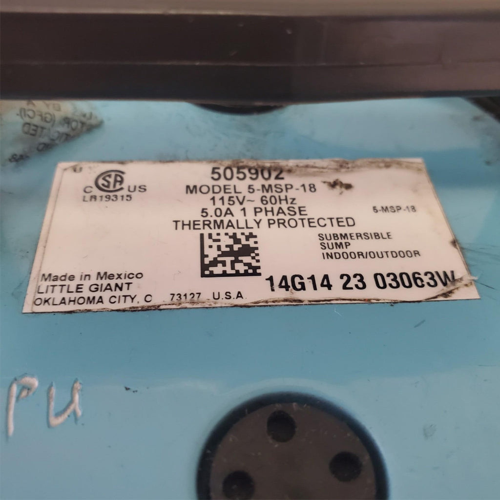 LITTLE GIANT 505902 Plug-In Utility Pump 0.17 HP 115V 10 Feet AC LOT 514