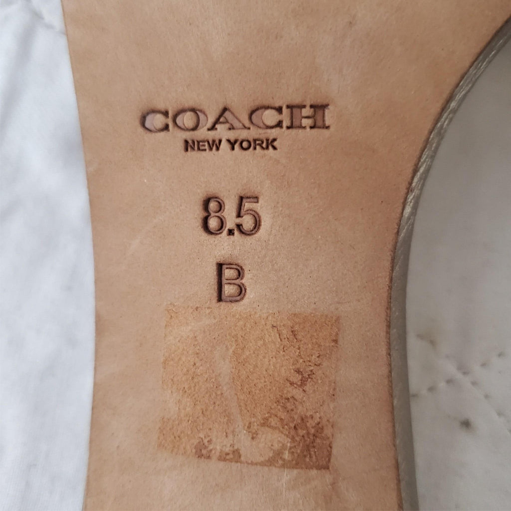 Coach Manya Size 8.5B Kitten Heel Super Soft Metallic In Napa Leather Light Gold