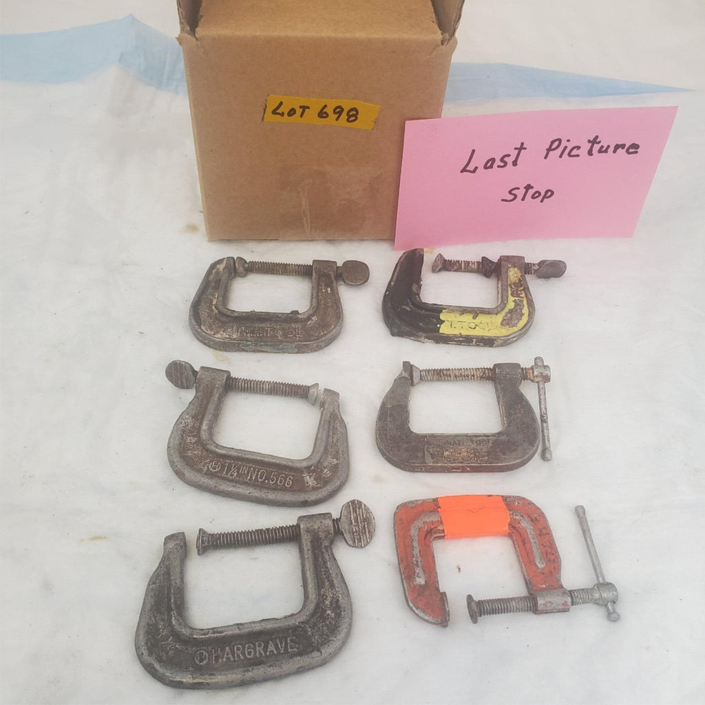 Lot of 6 Hargrave 1 1/4 Heavy Duty Metal C-Clamps Hand Tools LOT-698