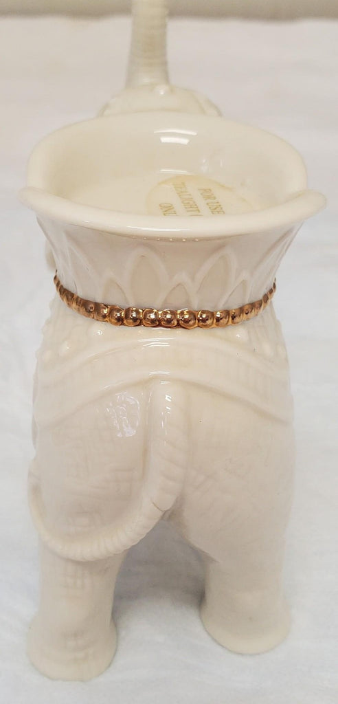 Lenox Elephant Candle Holder Trunk Up Design, Gold Trim, Unused Condition