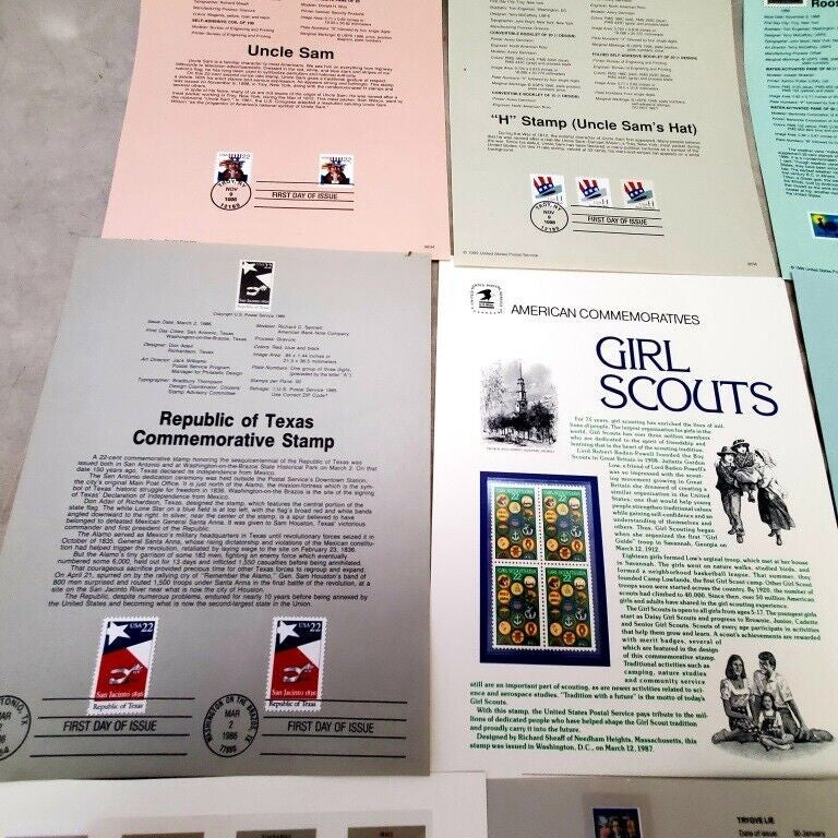 Lot Republic of Texas Commemorative Stamps GIRL SCOUTS, H Stamp Uncle Sam's Hat