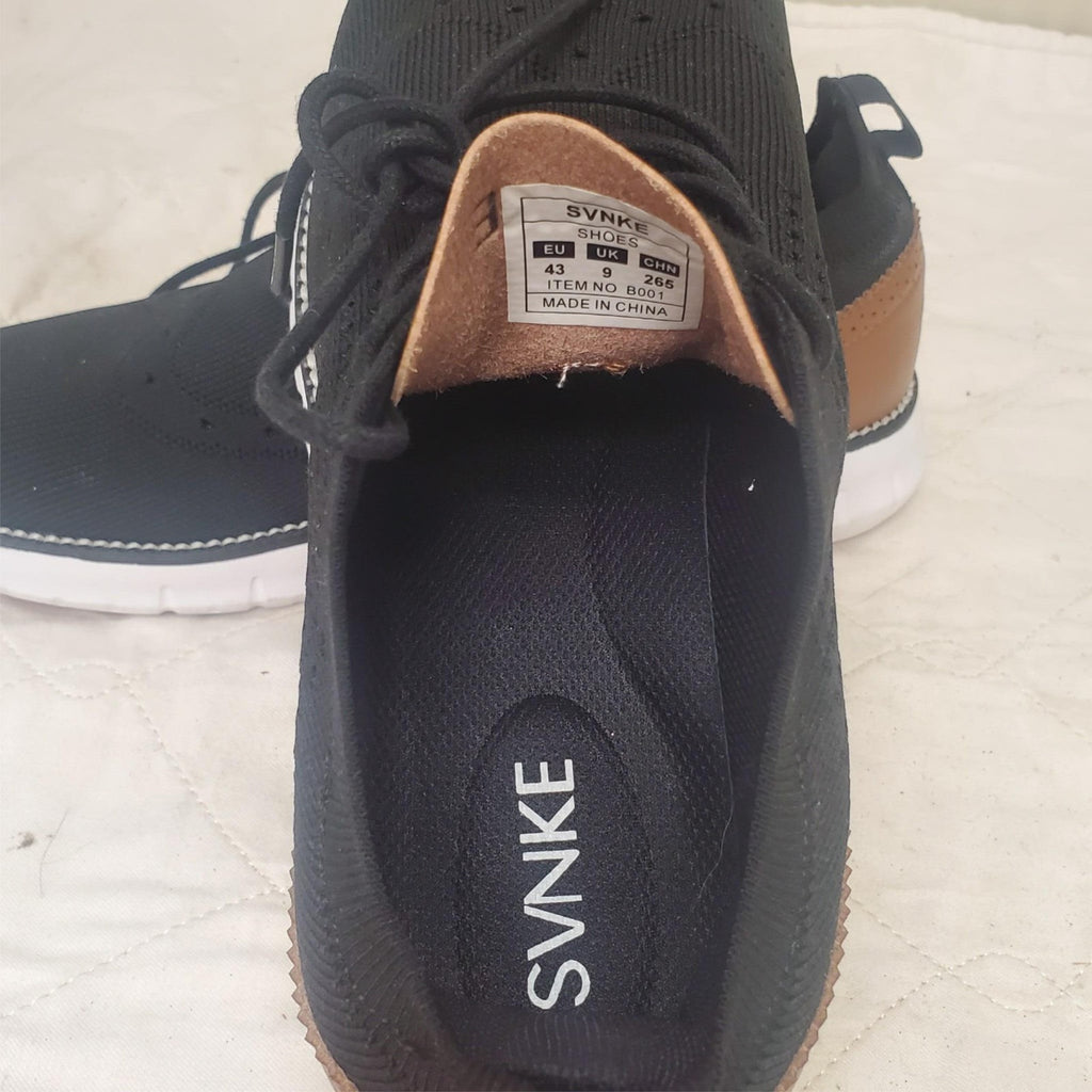 SVNKE Men's Casual Dress Oxfords Shoes Breathable Knit Leisure Sneakers UK9