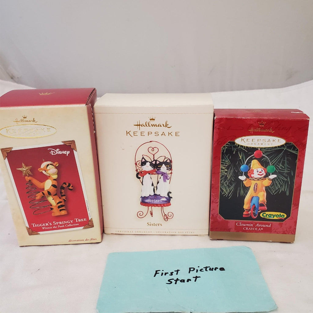 Lot of Hallmark Keepsake Tiggers Springy Tree,Clownin Around & Sisters Ornaments