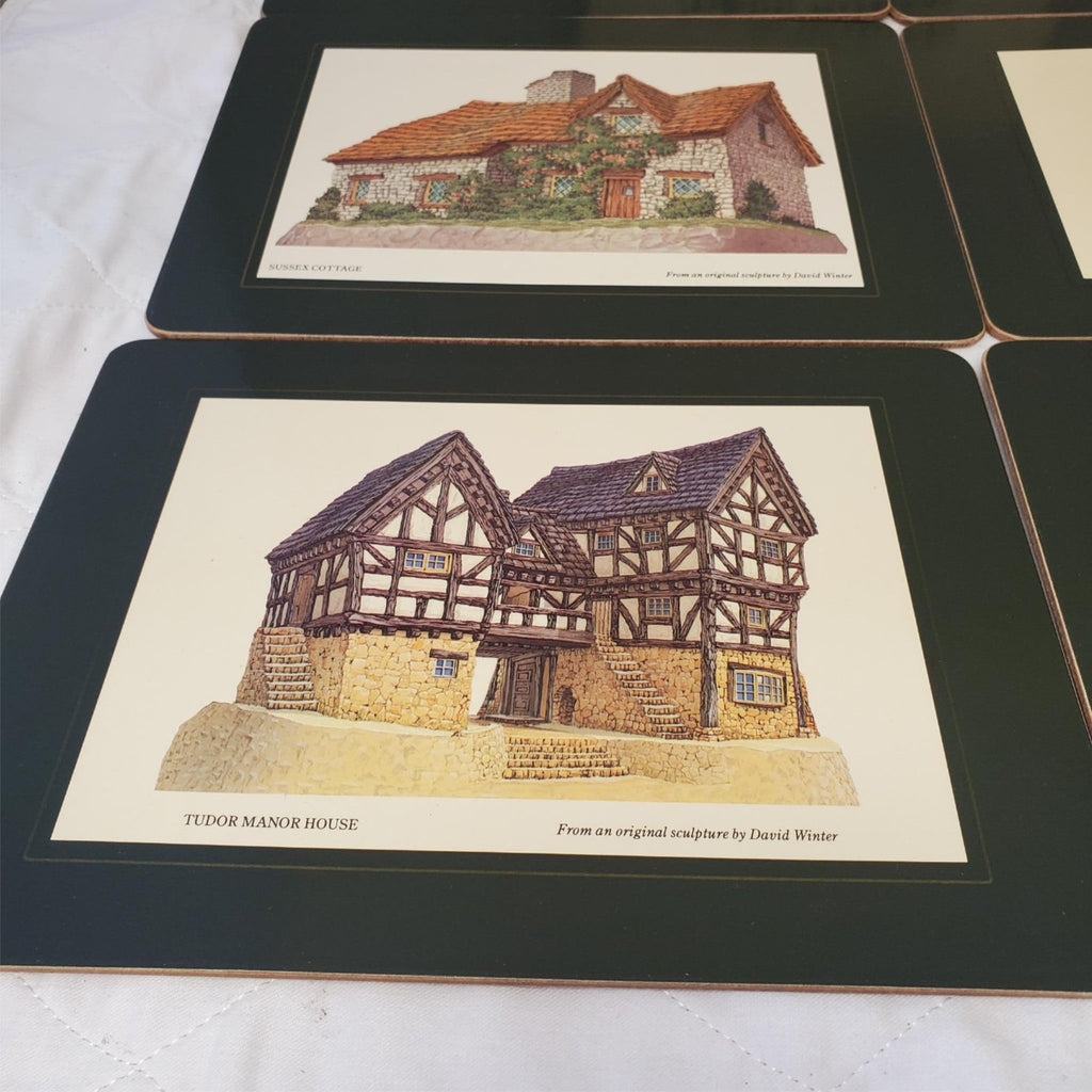 David Winters Cottages Table Mats & Coasters Set of 6 Cork Back